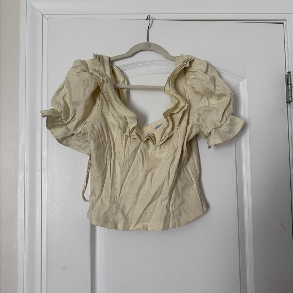 Antonio Melani Cream Puff-Sleeve Square Neck Women's Top - Cream